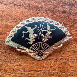 Sterling Silver Thai fan brooch